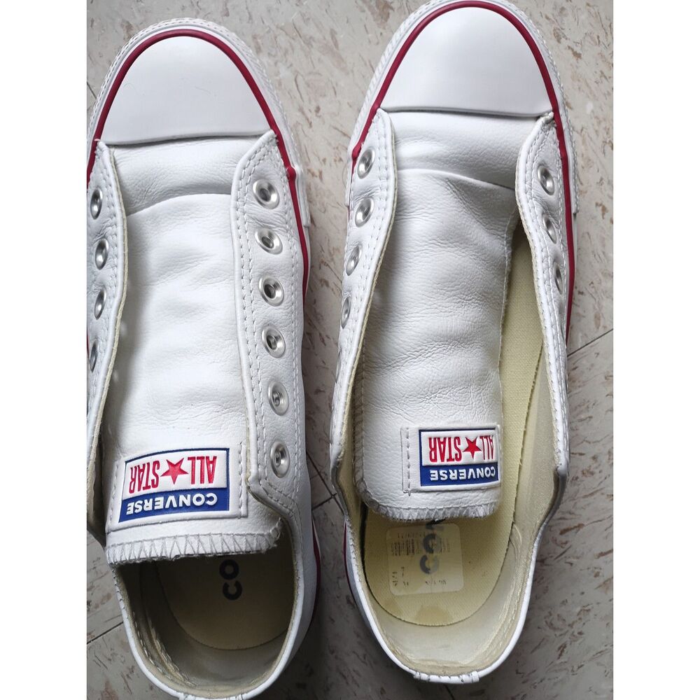 Converse Chuck Taylor All Star Leather Low Top White Women's 7 Men's 5 (132173C) - Picture 3 of 11